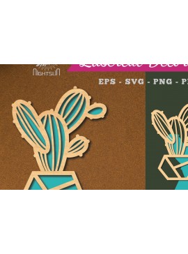 Σετ των 2 Intra απο ξύλο plywood 3mm-4mm πάχος Διακόσμηση Cactus 3 Δίασταση 15x15 cm INTRAFABR-113391232