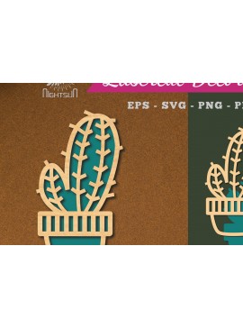 Σετ των 2 Intra απο ξύλο plywood 3mm-4mm πάχος Διακόσμηση Cactus 4 Δίασταση 15x15 cm INTRAFABR-113391267