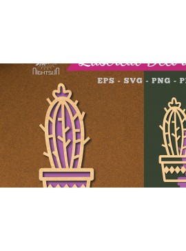 Σετ των 2 Intra απο ξύλο plywood 3mm-4mm πάχος Διακόσμηση Cactus 6 Δίασταση 15x15 cm INTRAFABR-113391332