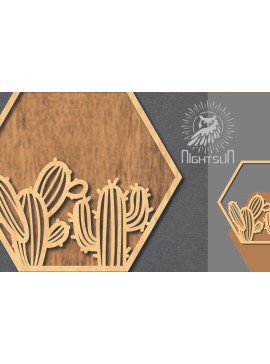 Σετ των 2 Intra απο ξύλο plywood 3mm-4mm πάχος Σήμα κοπής με λέιζερ κάκτου 1 Δίασταση 15x15 cm INTRAFABR-120324315