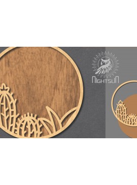 Σετ των 2 Intra απο ξύλο plywood 3mm-4mm πάχος Σήμα κοπής με λέιζερ κάκτου 2 Δίασταση 15x15 cm INTRAFABR-120324377
