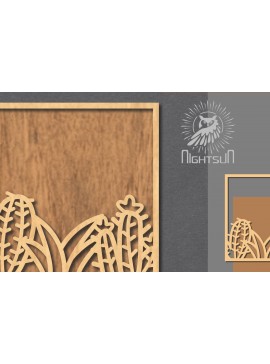 Σετ των 2 Intra απο ξύλο plywood 3mm-4mm πάχος Σήμα κοπής με λέιζερ κάκτου 3 Δίασταση 15x15 cm INTRAFABR-120324413