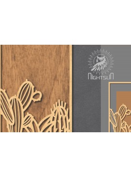 Σετ των 3 Intra απο ξύλο plywood 3mm-4mm πάχος Σήμα κοπής με λέιζερ κάκτου 5 Δίασταση 15x15 cm INTRAFABR-120324676