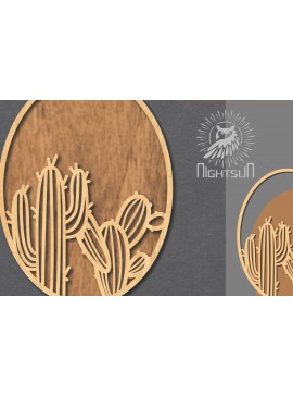 Σετ των 2 Intra απο ξύλο plywood 3mm-4mm πάχος Σήμα κοπής με λέιζερ κάκτου 6 Δίασταση 15x15 cm INTRAFABR-120324724