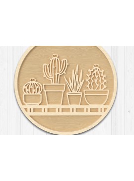 Σετ των 2 Intra απο ξύλο plywood 3mm-4mm πάχος Cactus Plant Shelf Wall Art Δίασταση 40x40 cm INTRAFABR-111375953