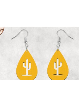 Σετ των 3 Intra απο ξύλο plywood 3mm-4mm πάχος Σκουλαρίκια Cactus Teardrop Boho Δίασταση 2x2 cm INTRAFABR-28858825