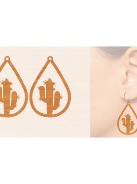 Σετ των 3 Intra απο ξύλο plywood 3mm-4mm πάχος Ξύλινα σκουλαρίκια κάκτου με λέιζερ Δίασταση 3x3 cm INTRAFABR-98720516