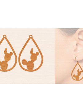 Σετ των 3 Intra απο ξύλο plywood 3mm-4mm πάχος Ξύλινα σκουλαρίκια κάκτου με λέιζερ Δίασταση 3x3 cm INTRAFABR-98722730