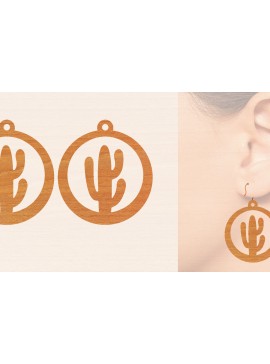 Σετ των 3 Intra απο ξύλο plywood 3mm-4mm πάχος Ξύλινα σκουλαρίκια κάκτου με λέιζερ Δίασταση 3x3 cm INTRAFABR-98722802