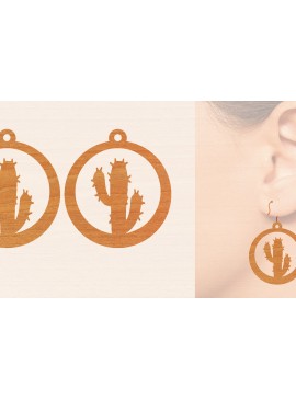 Σετ των 3 Intra απο ξύλο plywood 3mm-4mm πάχος Ξύλινα σκουλαρίκια κάκτου με λέιζερ Δίασταση 3x3 cm INTRAFABR-98722852