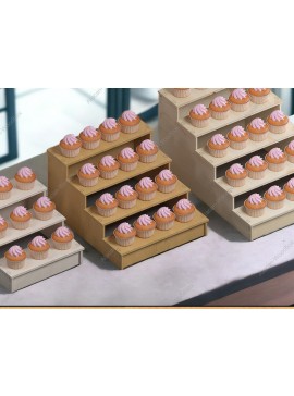 Σετ των 2 Intra απο ξύλο plywood 3mm-4mm πάχος Ράφια προβολής κέικ με βάση για cupcake Δίασταση 15x15 cm INTRAFABR-92299299