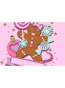 Σετ των 2 Intra απο ξύλο plywood 3mm-4mm πάχος Cake Topper 3D Ginger Cookie Δίασταση 30x20 cm INTRAFABR-85982248