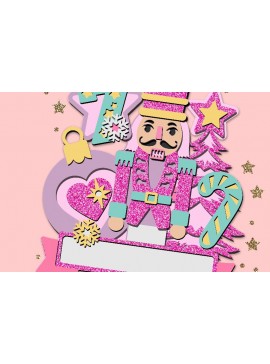 Σετ των 2 Intra απο ξύλο plywood 3mm-4mm πάχος Cake Topper 3D Nutcracker Pink Δίασταση 30x20 cm INTRAFABR-85846447