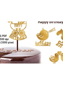 Σετ των 2 Intra απο ξύλο plywood 3mm-4mm πάχος Cake Topper. Χρόνια πολλά Δίασταση 15x15 cm INTRAFABR-35337762