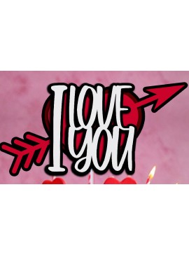 Σετ των 2 Intra απο ξύλο plywood 3mm-4mm πάχος Cake Topper I Love You Arrowed Heart Δίασταση 15x15 cm INTRAFABR-114528241