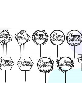 Σετ των 2 Intra απο ξύλο plywood 3mm-4mm πάχος Cake Topper , για Χρόνια Πολλά Δίασταση 15x15 cm INTRAFABR-31156131
