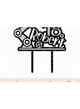 Σετ των 2 Intra απο ξύλο plywood 3mm-4mm πάχος Cake Topper με μοτίβο ρομπότ. Δίασταση 15x15 cm INTRAFABR-35460592