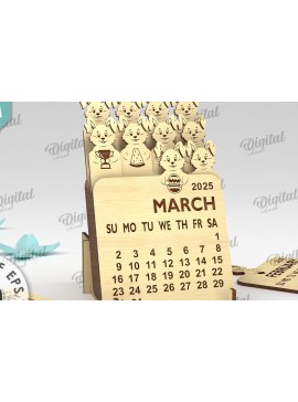 Σετ των 2 Intra απο ξύλο plywood 3mm-4mm πάχος Ημερολόγιο 2025 με το λαγουδάκι με λέιζερ Δίασταση 15x15 cm INTRAFABR-110847644