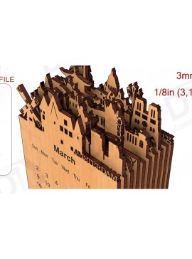 Σετ των 2 Intra απο ξύλο plywood 3mm-4mm πάχος Ημερολόγιο 2025 με θέα στην πόλη Δίασταση 15x15 cm INTRAFABR-111123396