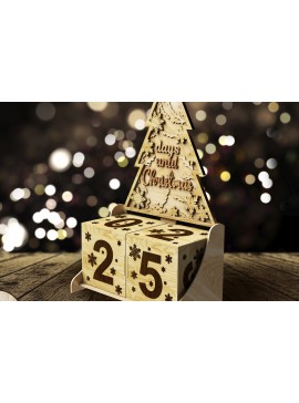 Σετ των 3 Intra απο ξύλο plywood 3mm-4mm πάχος Πρότυπο ημερολογιακής ημέρας μέχρι τα Χριστούγεννα Δίασταση 2x2 cm INTRAFABR-107206393