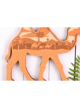 Σετ των 2 Intra απο ξύλο plywood 3mm-4mm πάχος Σκηνή ερήμου με στρώματα καμήλας Δίασταση 30x20 cm INTRAFABR-121364291