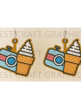 Σετ των 3 Intra απο ξύλο plywood 3mm-4mm πάχος Κάμερα Σκουλαρίκια με λέιζερ παγωτό Δίασταση 3x3 cm INTRAFABR-123396349