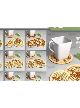 Σετ των 2 Intra απο ξύλο plywood 3mm-4mm πάχος Σουβέρ για κάμπινγκ κοπής με λέιζερ Δίασταση 30x20 cm INTRAFABR-93078706