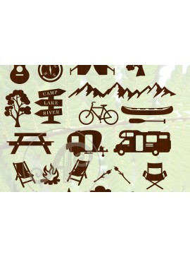 Σετ των 2 Intra απο ξύλο plywood 3mm-4mm πάχος Σχέδια κάμπινγκ, 18 σχήματα κοπής με λέιζερ Vec Δίασταση 30x20 cm INTRAFABR-68402456