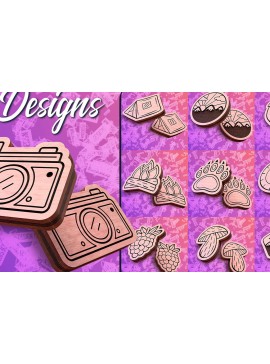 Σετ των 3 Intra απο ξύλο plywood 3mm-4mm πάχος Σκουλαρίκια Camping Cut  Δίασταση 3x3 cm INTRAFABR-76595159