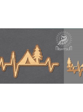 Σετ των 2 Intra απο ξύλο plywood 3mm-4mm πάχος Camping Heartbeat Cut  Decoration 3 Δίασταση 15x15 cm INTRAFABR-118601183
