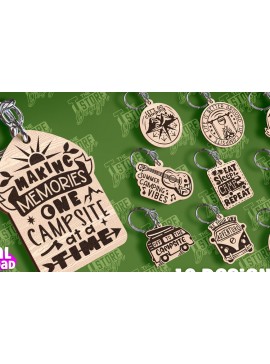 Σετ των 3 Intra απο ξύλο plywood 3mm-4mm πάχος Μπρελόκ Camping | Περιπέτεια Δίασταση 6x6 cm INTRAFABR-94675098