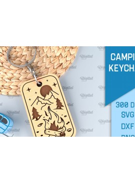 Σετ των 3 Intra απο ξύλο plywood 3mm-4mm πάχος Camping Keychain . Σχέδιο κοπής με λέιζερ Δίασταση 6x6 cm INTRAFABR-91882875