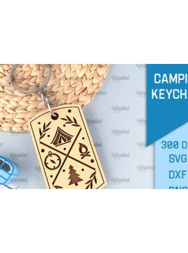 Σετ των 3 Intra απο ξύλο plywood 3mm-4mm πάχος Camping Keychain . Σχέδιο κοπής με λέιζερ Δίασταση 6x6 cm INTRAFABR-91882690