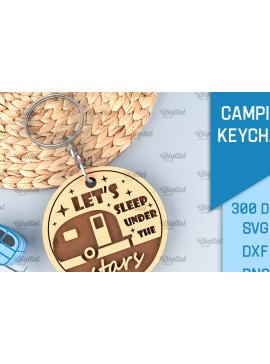 Σετ των 3 Intra απο ξύλο plywood 3mm-4mm πάχος Camping Keychain . Σχέδιο κοπής με λέιζερ Δίασταση 6x6 cm INTRAFABR-91882764