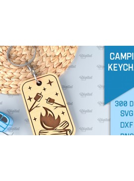 Σετ των 3 Intra απο ξύλο plywood 3mm-4mm πάχος Camping Keychain . Σχέδιο κοπής με λέιζερ Δίασταση 6x6 cm INTRAFABR-91882803