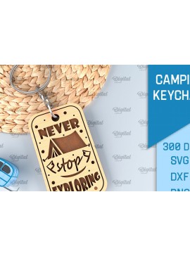 Σετ των 3 Intra απο ξύλο plywood 3mm-4mm πάχος Camping Keychain . Σχέδιο κοπής με λέιζερ Δίασταση 6x6 cm INTRAFABR-91882832