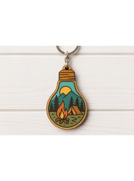 Σετ των 3 Intra απο ξύλο plywood 3mm-4mm πάχος Μπρελόκ Camping Lightbulb Δίασταση 6x6 cm INTRAFABR-120685203