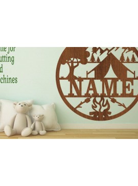 Σετ των 2 Intra απο ξύλο plywood 3mm-4mm πάχος Camping Name Cut File Δίασταση 30x20 cm INTRAFABR-67251601