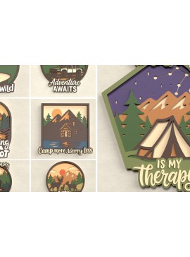 Σετ των 3 Intra απο ξύλο plywood 3mm-4mm πάχος πινακίδων Camping & Nature Layered Δίασταση 8x8 cm INTRAFABR-125220708