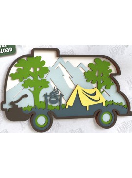 Σετ των 2 Intra απο ξύλο plywood 3mm-4mm πάχος Πινακίδα Camping | 3D Σκηνή Κάμπινγκ | Πεζοπορία Δίασταση 30x20 cm INTRAFABR-118208792