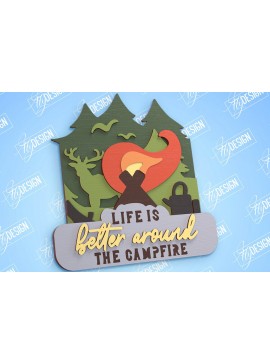 Intra απο ξύλο plywood 3mm-4mm πάχος Πινακίδα Camping | 3D Stand | Περιπέτεια |CNC Δίασταση 30x20 cm INTRAFABR-99489910