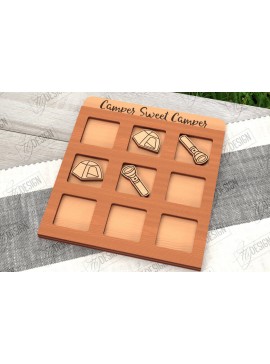 Σετ των 2 Intra απο ξύλο plywood 3mm-4mm πάχος Κάμπινγκ Tic Tac Toe | Ξύλινο σχέδιο παιχνιδιών Δίασταση 30x20 cm INTRAFABR-100844422