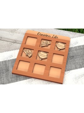 Σετ των 2 Intra απο ξύλο plywood 3mm-4mm πάχος Κάμπινγκ Tic Tac Toe | Ξύλινο σχέδιο παιχνιδιών Δίασταση 30x20 cm INTRAFABR-100844444