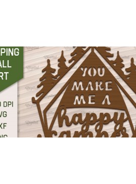 Intra απο ξύλο plywood 3mm-4mm πάχος Camping Wall Art . Camping Papercut Δίασταση 40x40 cm INTRAFABR-91963213