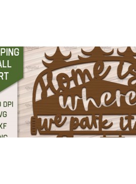 Σετ των 2 Intra απο ξύλο plywood 3mm-4mm πάχος Camping Wall Art . Camping Papercut Δίασταση 40x40 cm INTRAFABR-91962914
