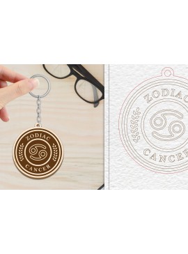 Σετ των 3 Intra απο ξύλο plywood 3mm-4mm πάχος Μπρελόκ Καρκίνου | Ζώδιο Δίασταση 6x6 cm INTRAFABR-102217418