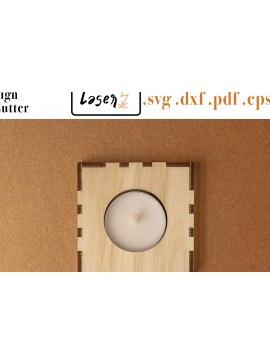 Σετ των 2 Intra απο ξύλο plywood 3mm-4mm πάχος Φάκελος κουτιού κεριού για κόφτη λέιζερ Δίασταση 15x15 cm INTRAFABR-54939615