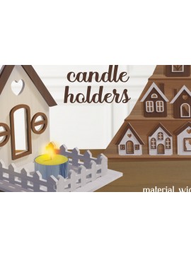 Intra απο ξύλο plywood 3mm-4mm πάχος Κηροπήγιο Δέσμη . 3D Σπίτι Δίασταση 30x20 cm INTRAFABR-81348718