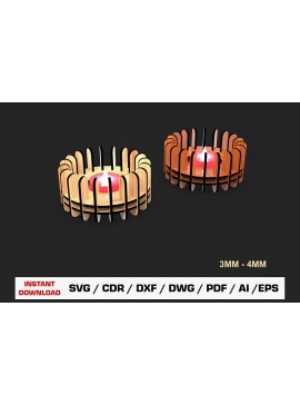 Σετ των 2 Intra απο ξύλο plywood 3mm-4mm πάχος Κηροπήγιο κοπής με λέιζερ Δίασταση 15x15 cm INTRAFABR-105152387