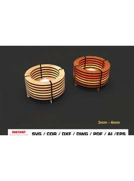 Σετ των 2 Intra απο ξύλο plywood 3mm-4mm πάχος Κηροπήγιο κοπής με λέιζερ Δίασταση 15x15 cm INTRAFABR-93326308